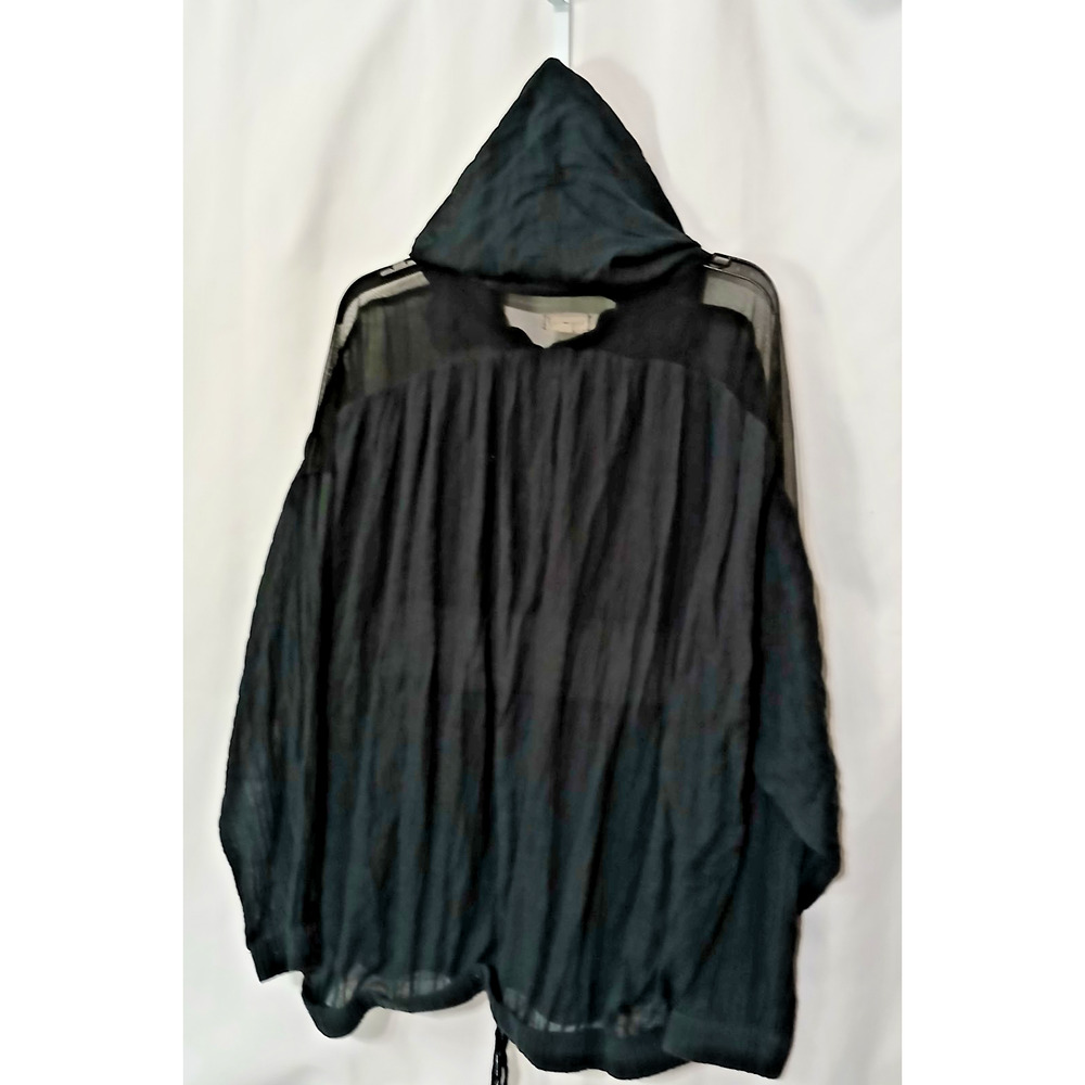 Black Gauze/Mesh Hoodie Long Sleeves Zip Sz L Goth Grunge Y2K Streetwear